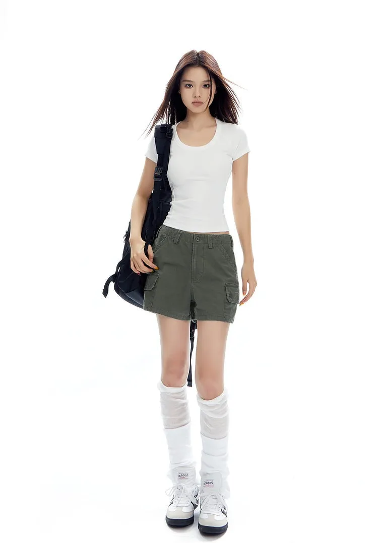 Slim Cargo Utility Shorts with Pockets