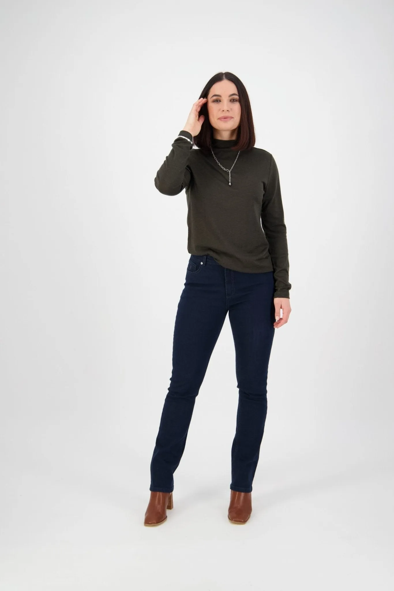 Slim Leg Full Length Top Stitch Jean in Indigo