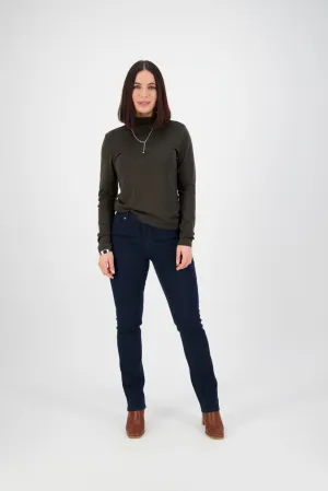 Slim Leg Full Length Top Stitch Jean in Indigo