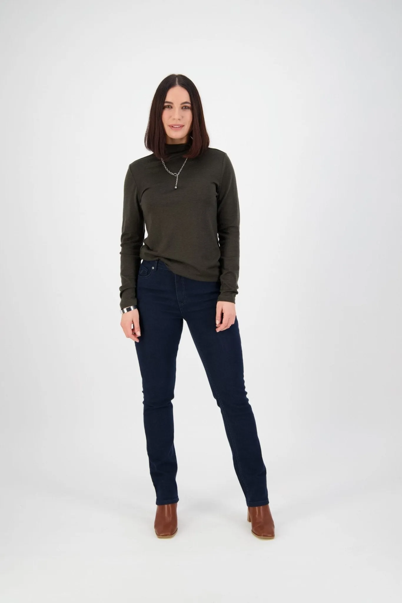 Slim Leg Full Length Top Stitch Jean in Indigo