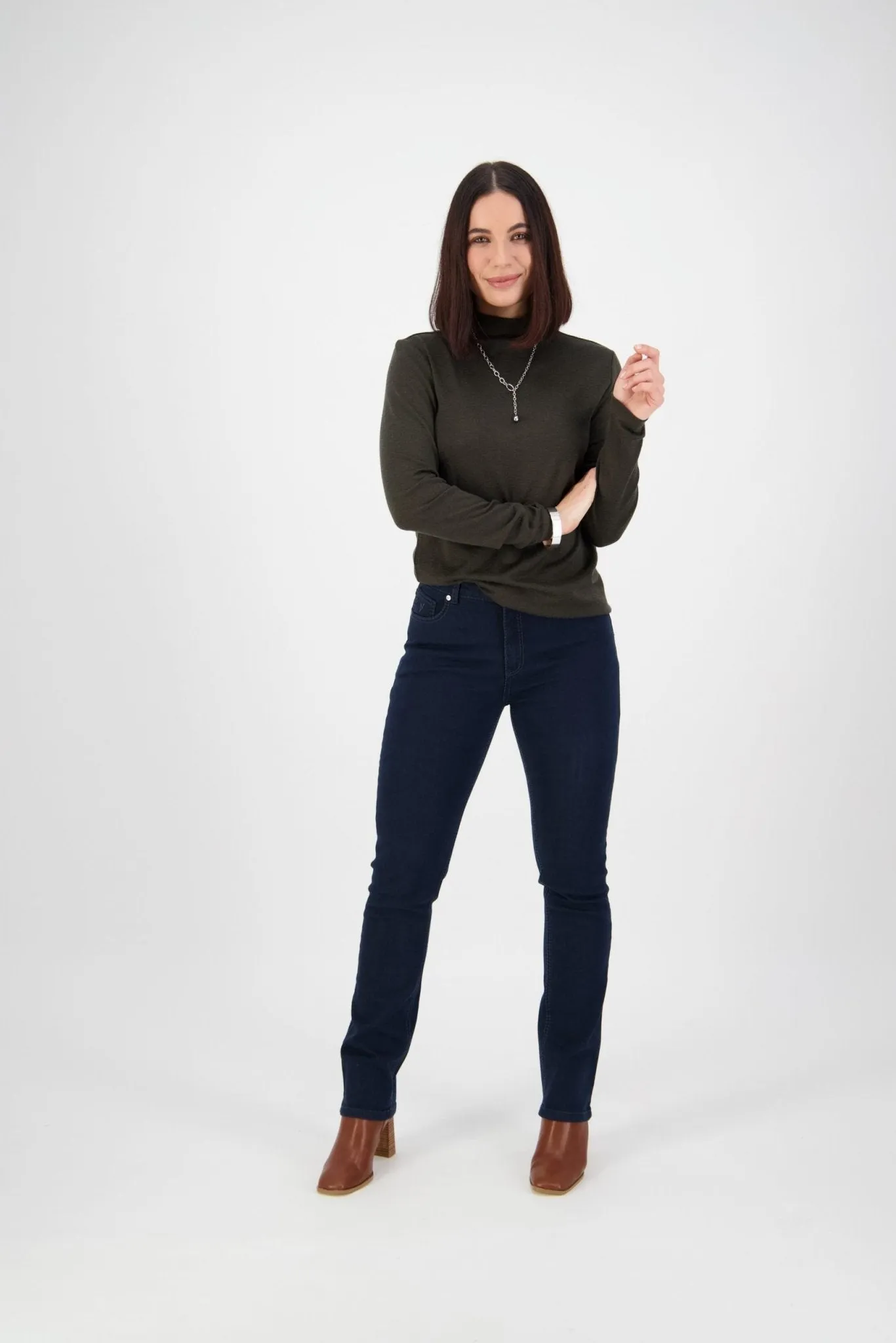 Slim Leg Full Length Top Stitch Jean in Indigo