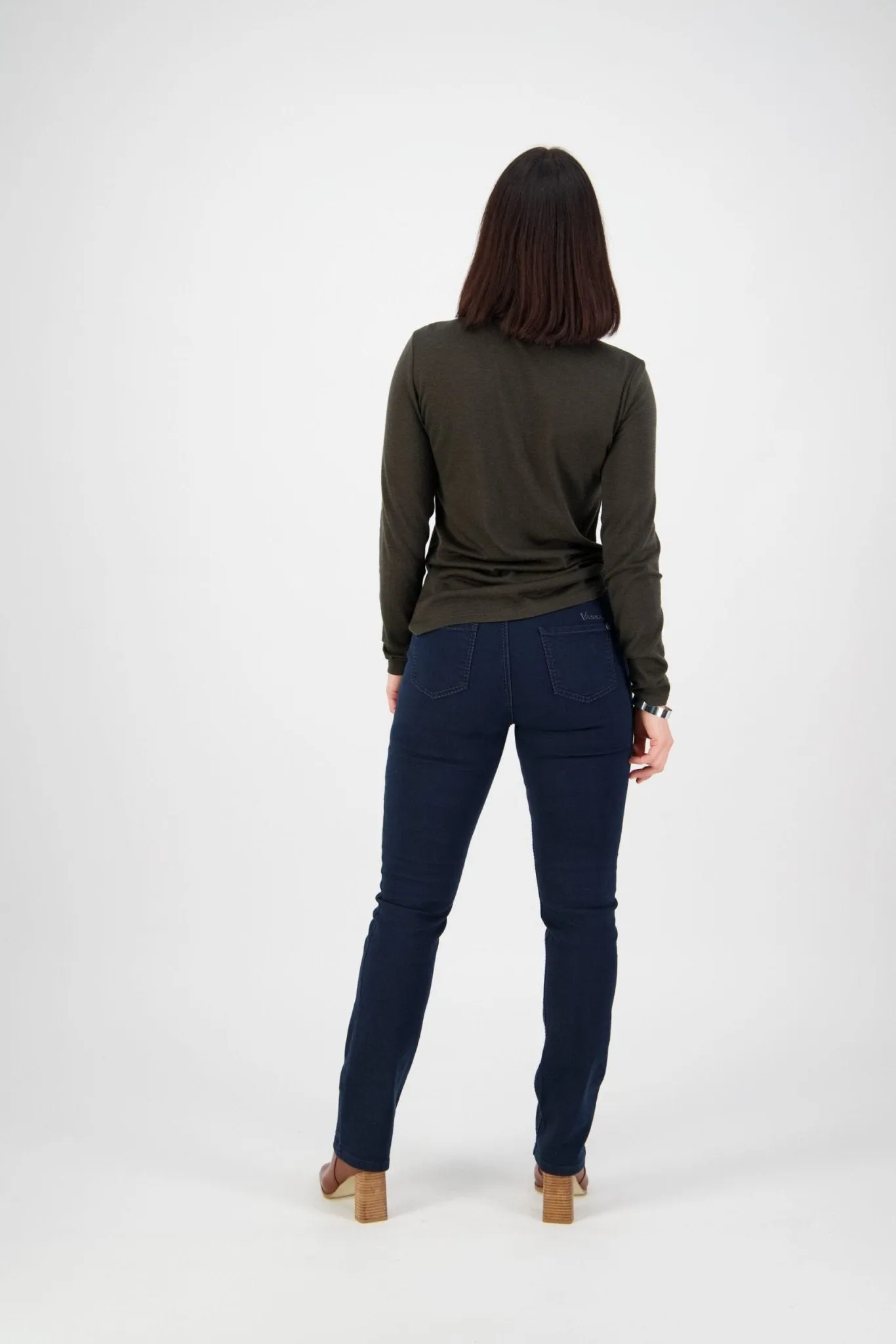 Slim Leg Full Length Top Stitch Jean in Indigo
