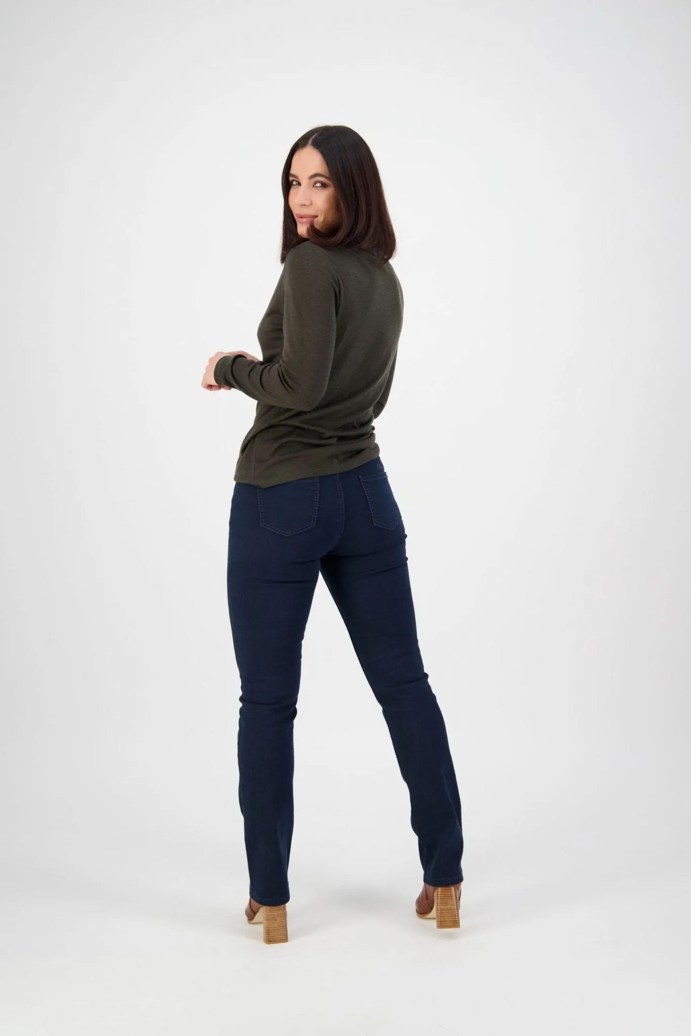 Slim Leg Full Length Top Stitch Jean in Indigo