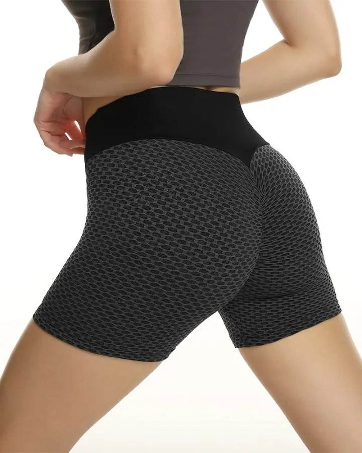 Solid High Elastic Yoga Shorts Active Shorts