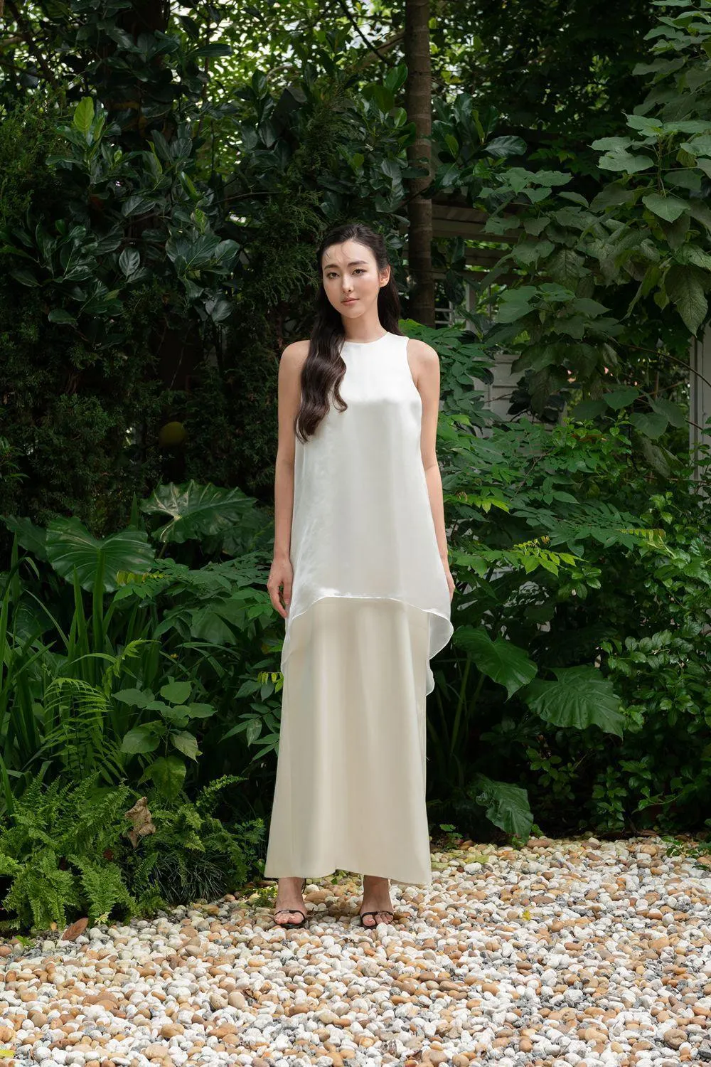 Sophia Straight Sleeveless Silk Chiffon Ankle Length Dress