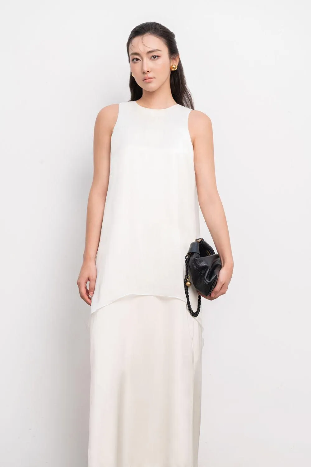 Sophia Straight Sleeveless Silk Chiffon Ankle Length Dress