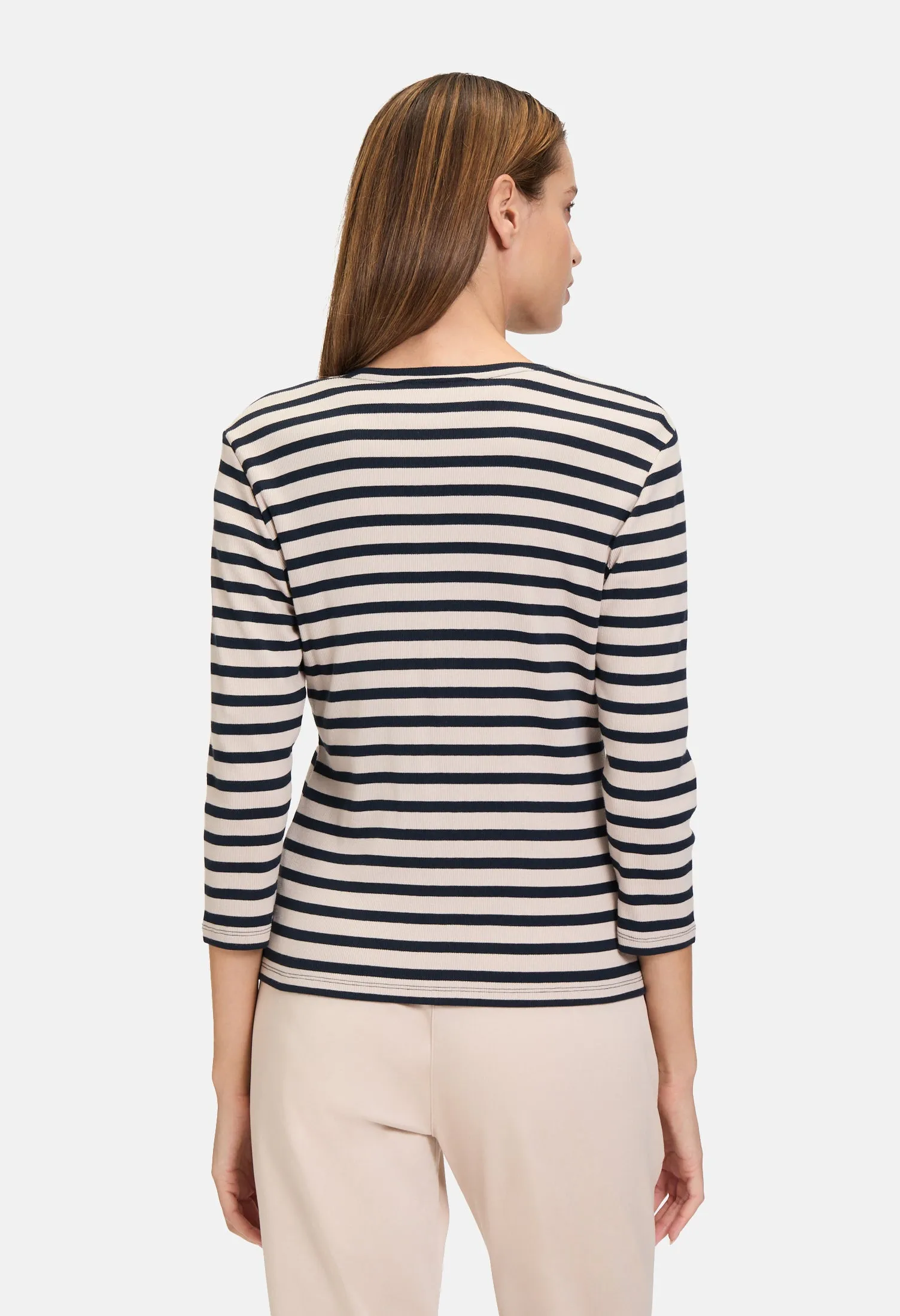 Striped Ribbed Zip Up Cardigan