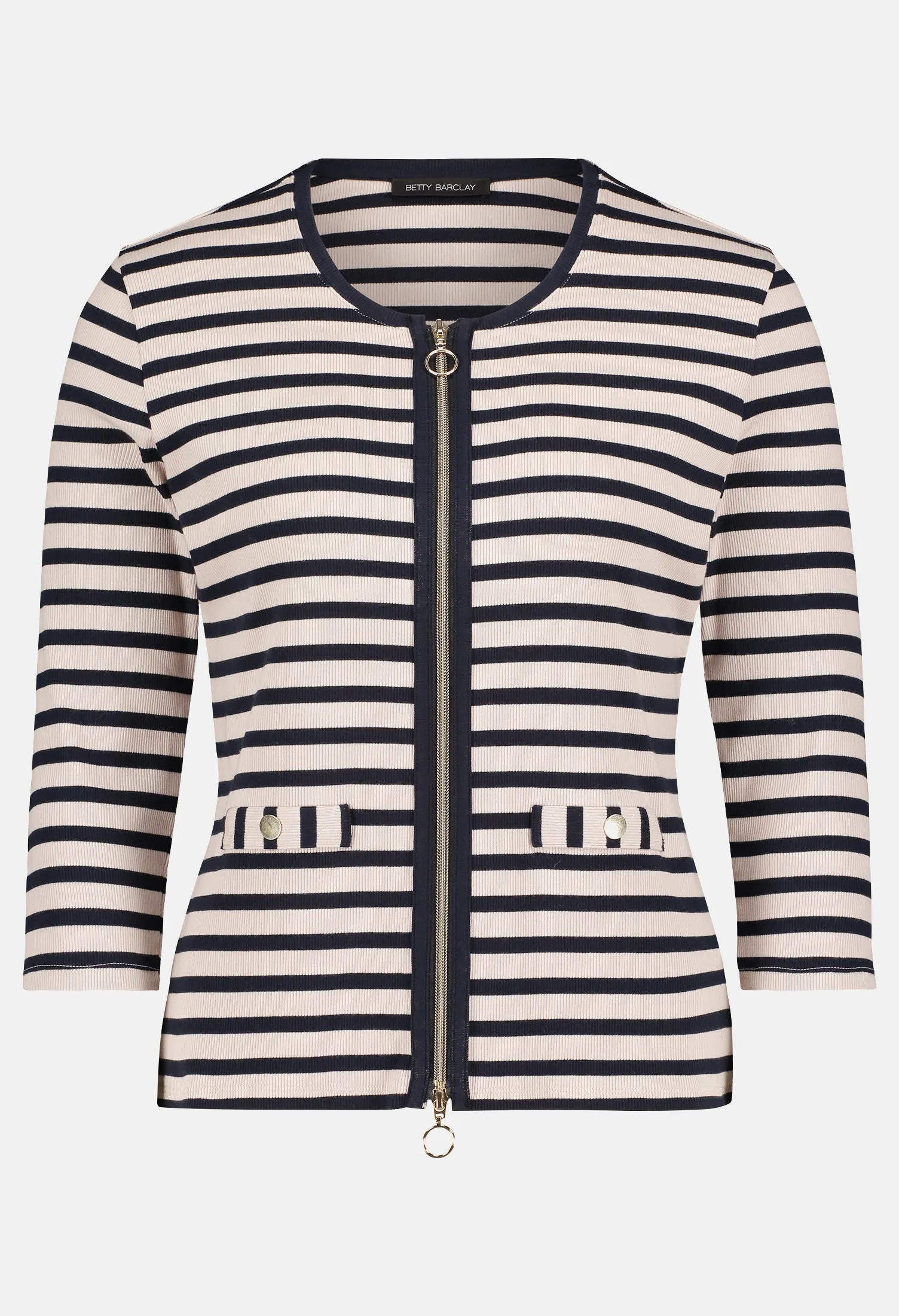 Striped Ribbed Zip Up Cardigan
