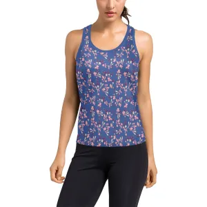 Swift Floral Peach Blue Women's Racerback Tank Top