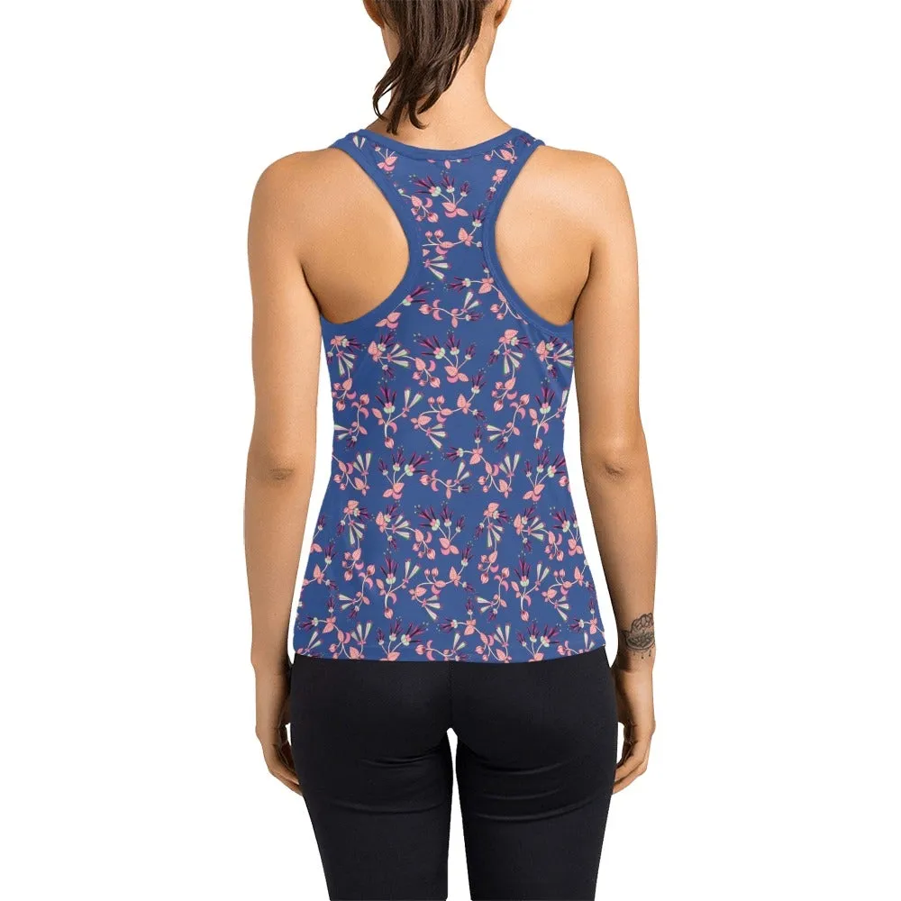 Swift Floral Peach Blue Women's Racerback Tank Top