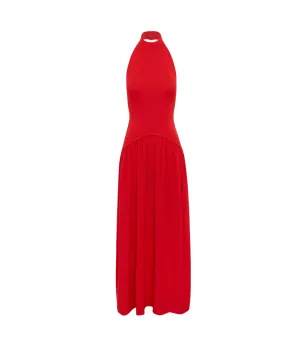 The Halter Soglio Dress in Apple Red
