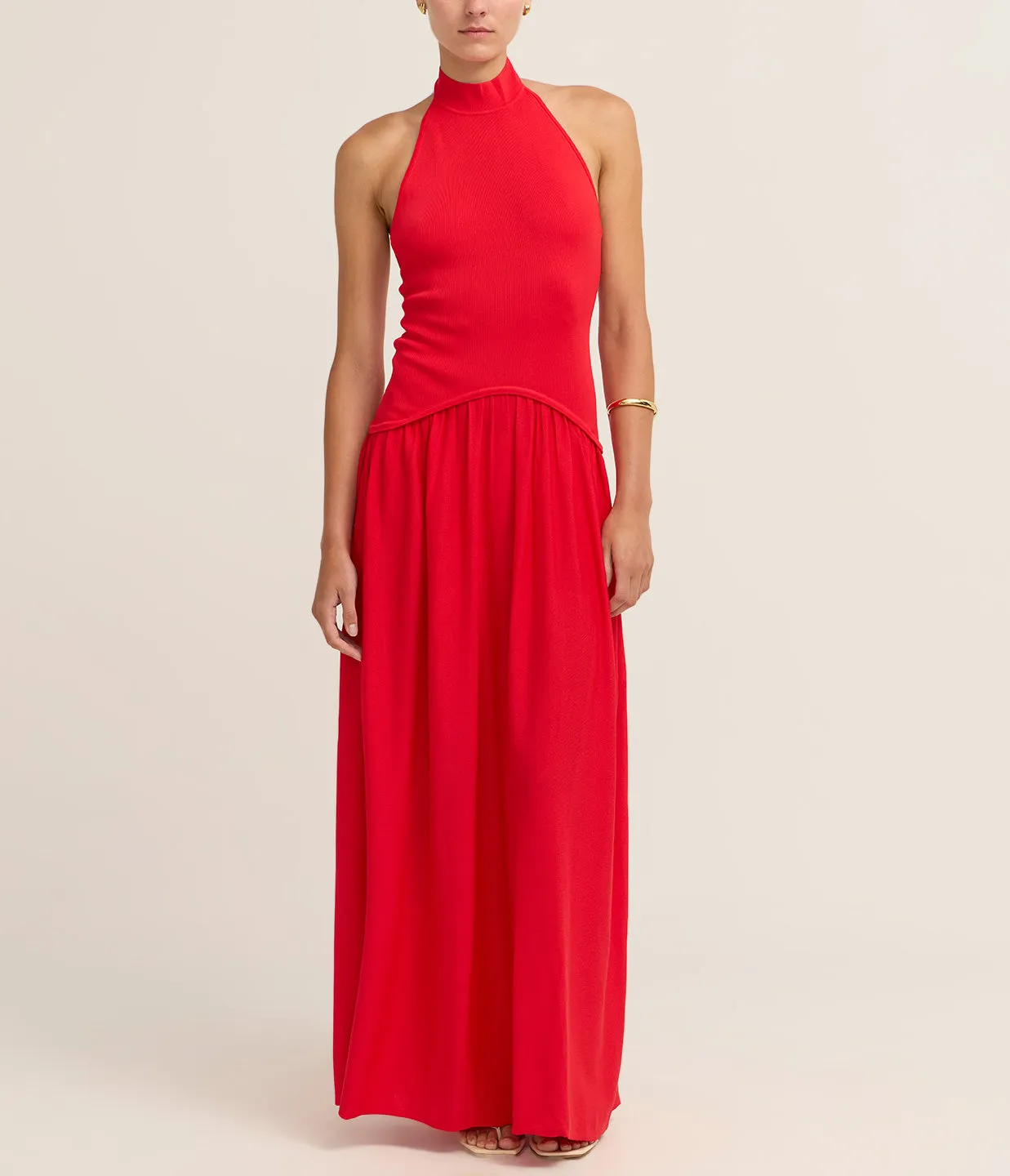 The Halter Soglio Dress in Apple Red