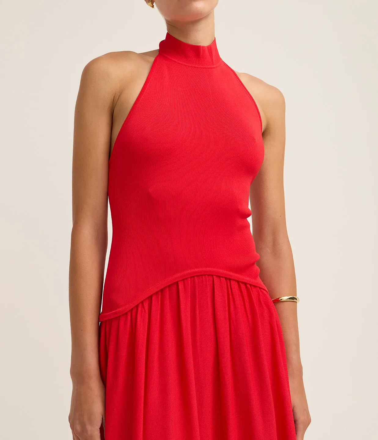 The Halter Soglio Dress in Apple Red