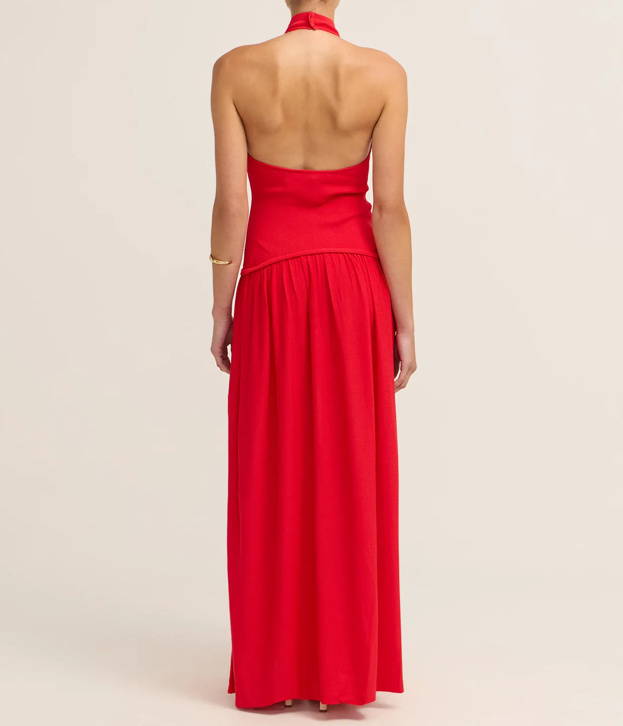 The Halter Soglio Dress in Apple Red