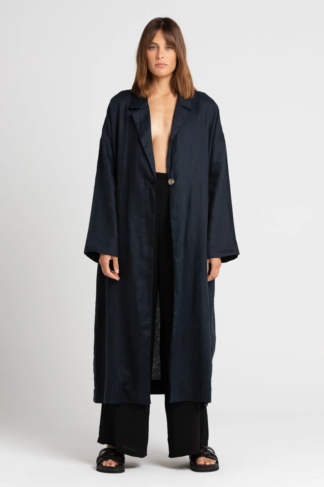 Victor Linen Coat Indigo