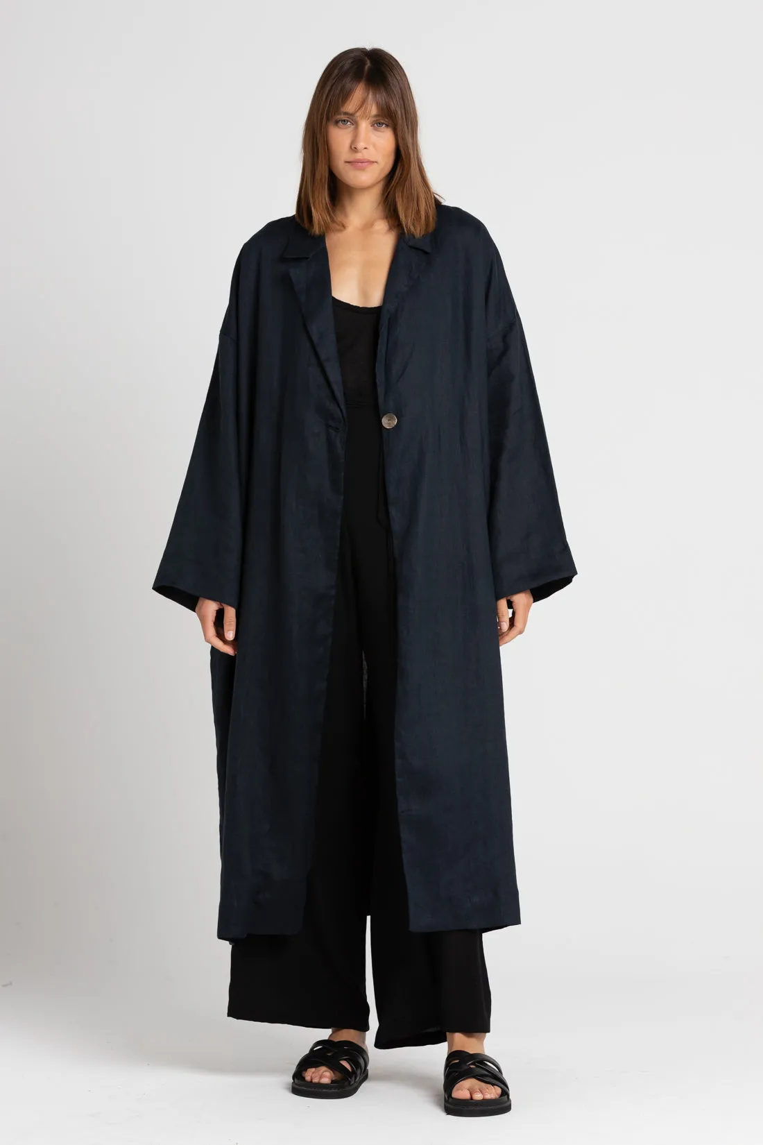 Victor Linen Coat Indigo