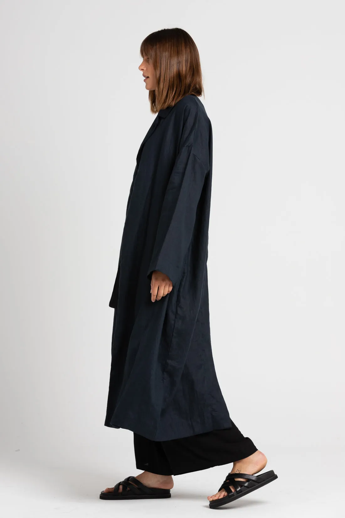 Victor Linen Coat Indigo