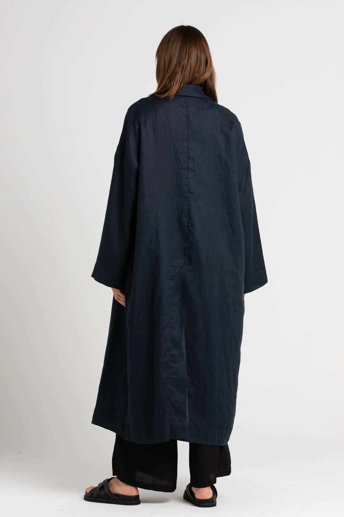 Victor Linen Coat Indigo