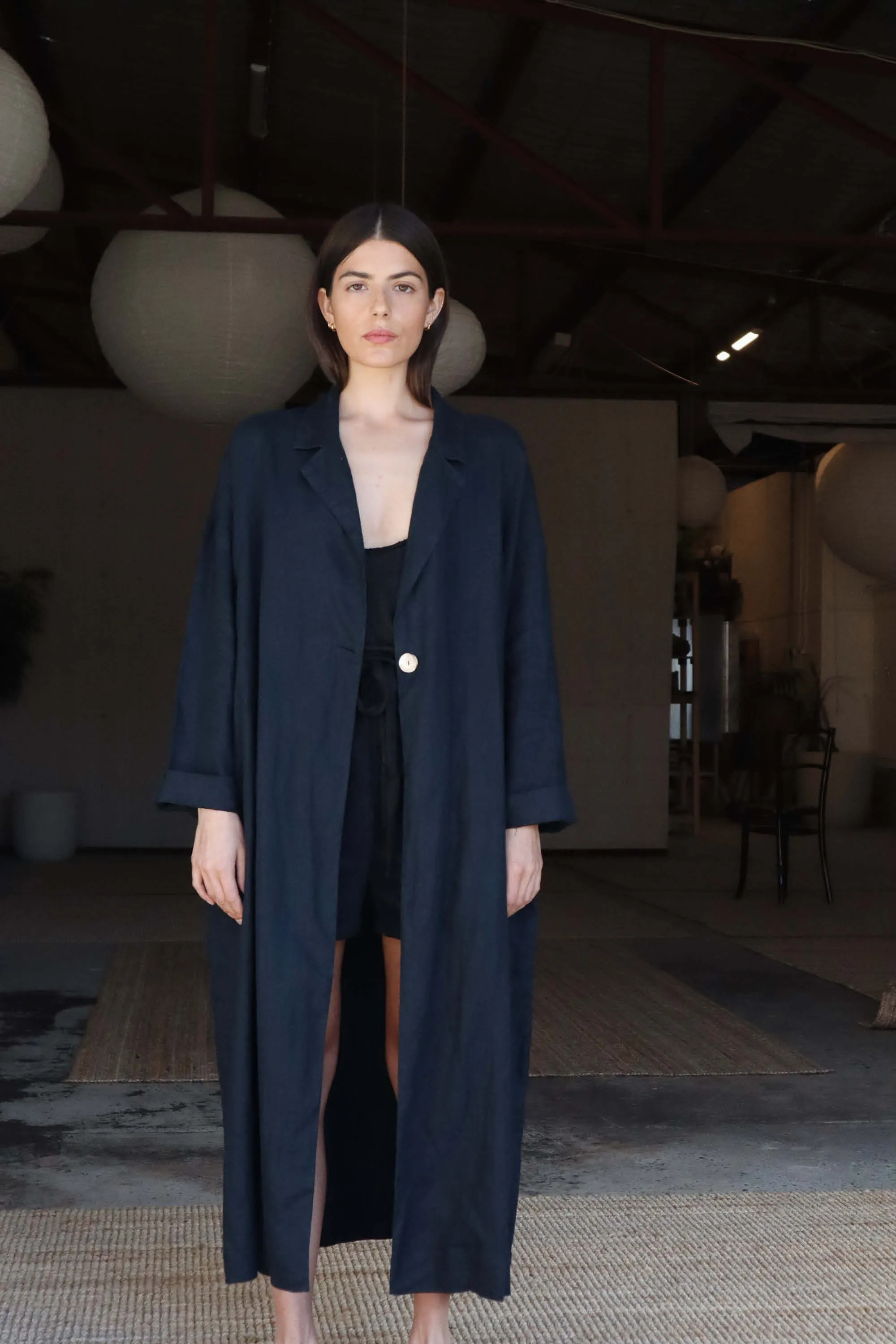 Victor Linen Coat Indigo