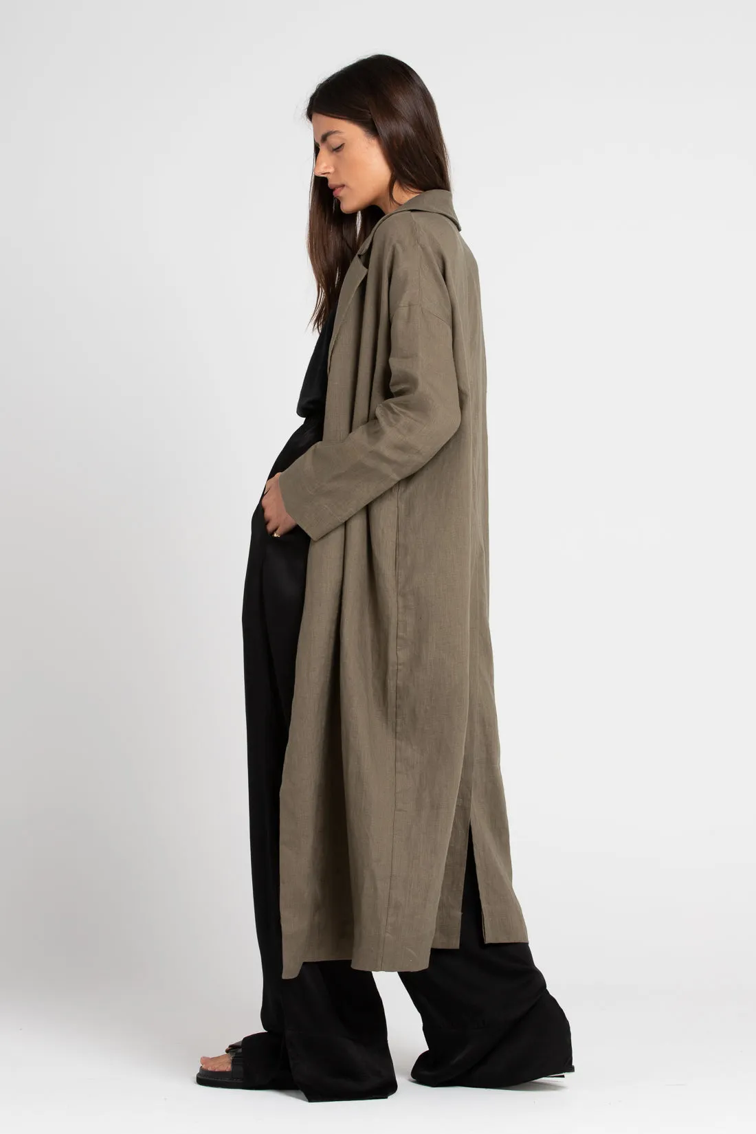 Victor Linen Coat Olive