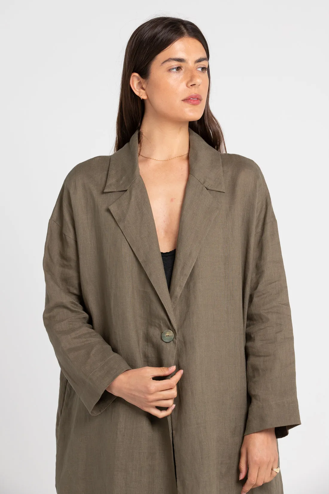 Victor Linen Coat Olive