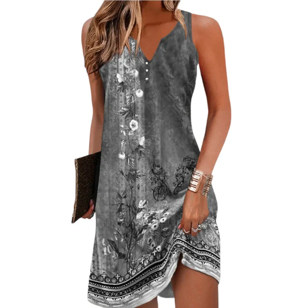 Vintage Floral V-Neck Dress