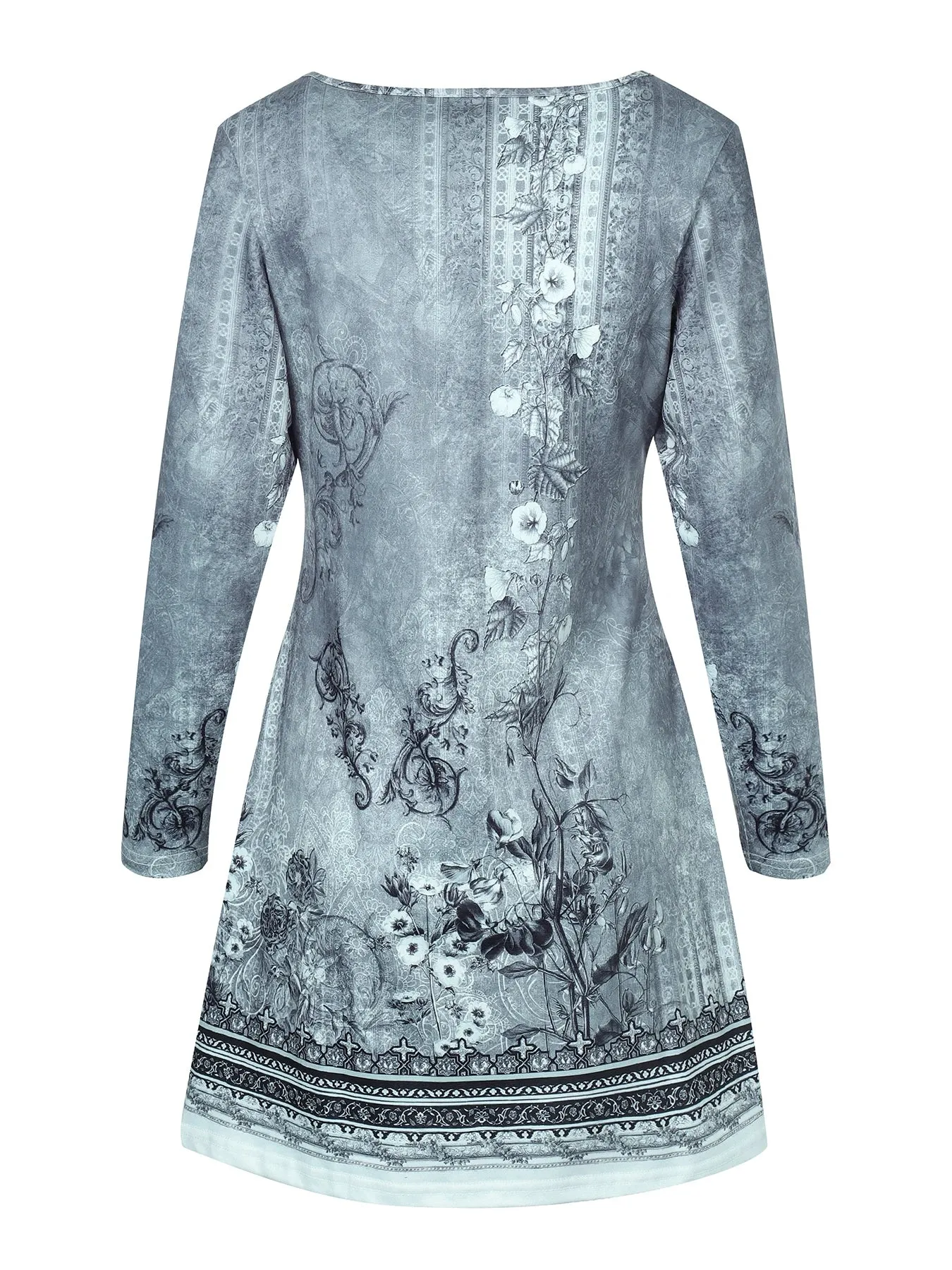 Vintage Floral V-Neck Dress