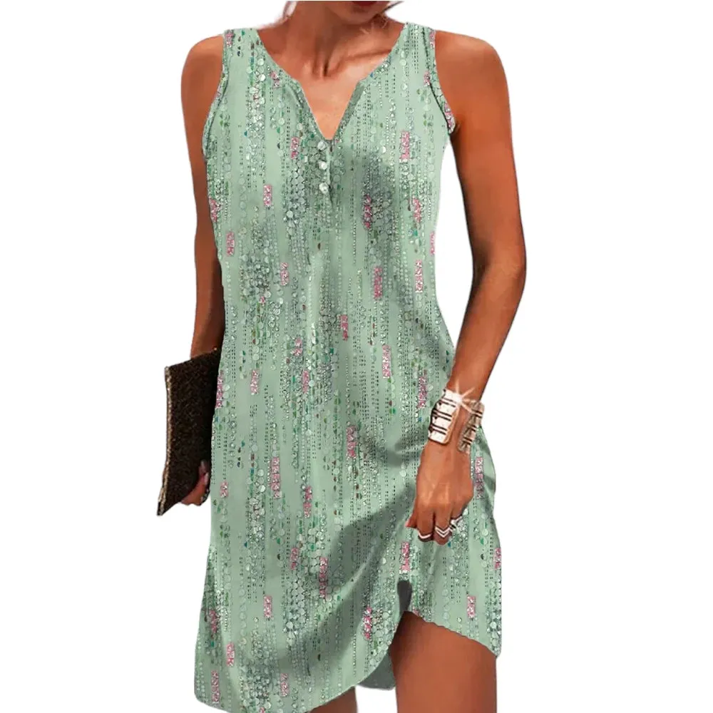Vintage Floral V-Neck Dress