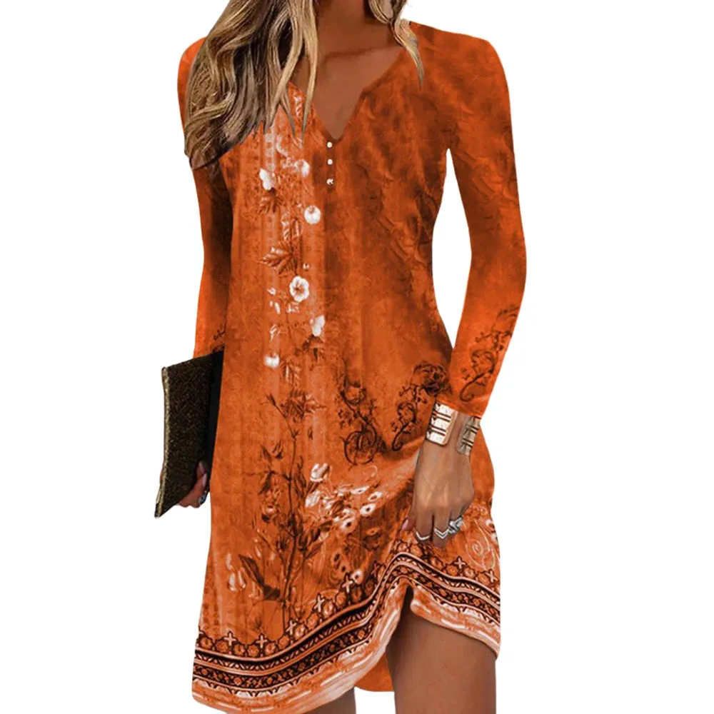 Vintage Floral V-Neck Dress