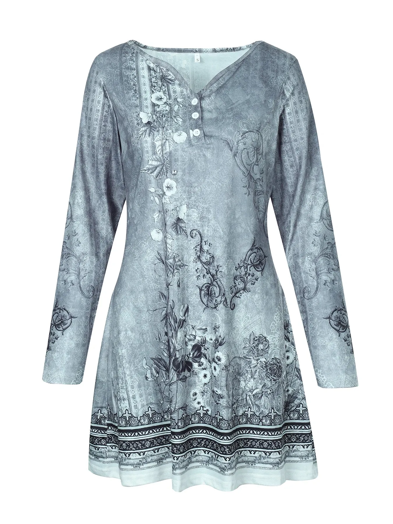 Vintage Floral V-Neck Dress