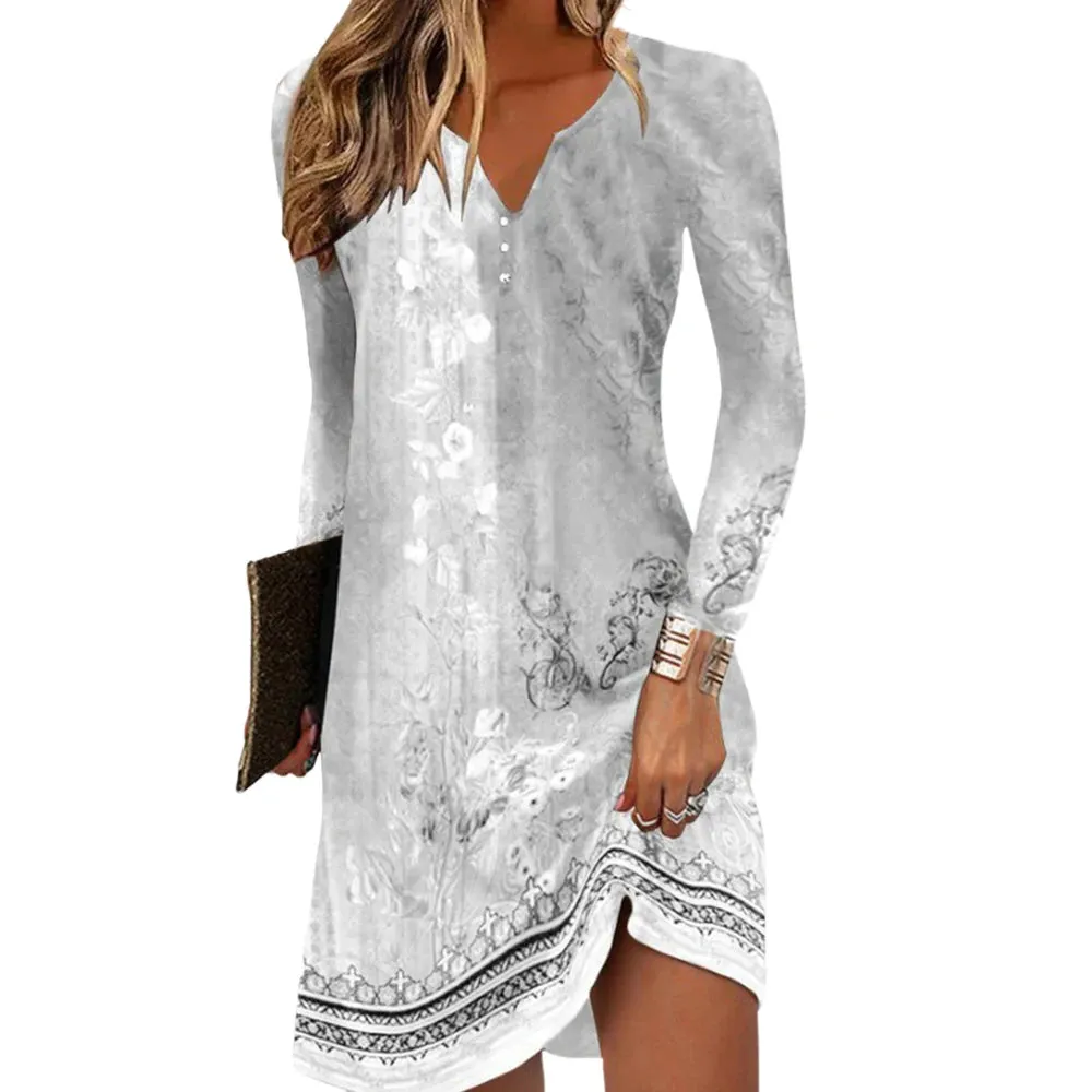 Vintage Floral V-Neck Dress