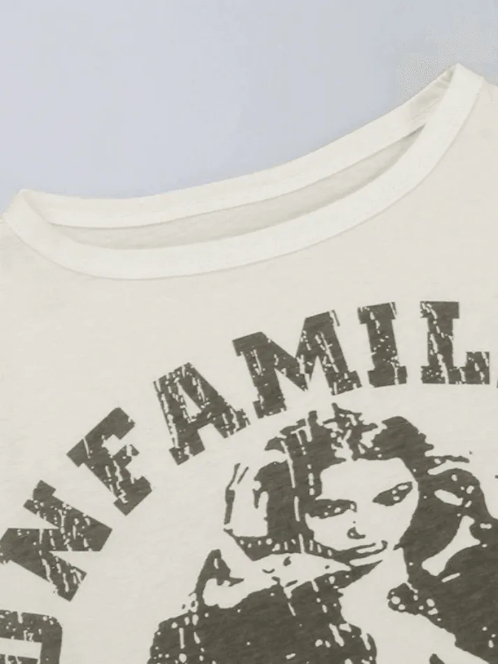 Vintage Portrait Print Short Sleeve Tee