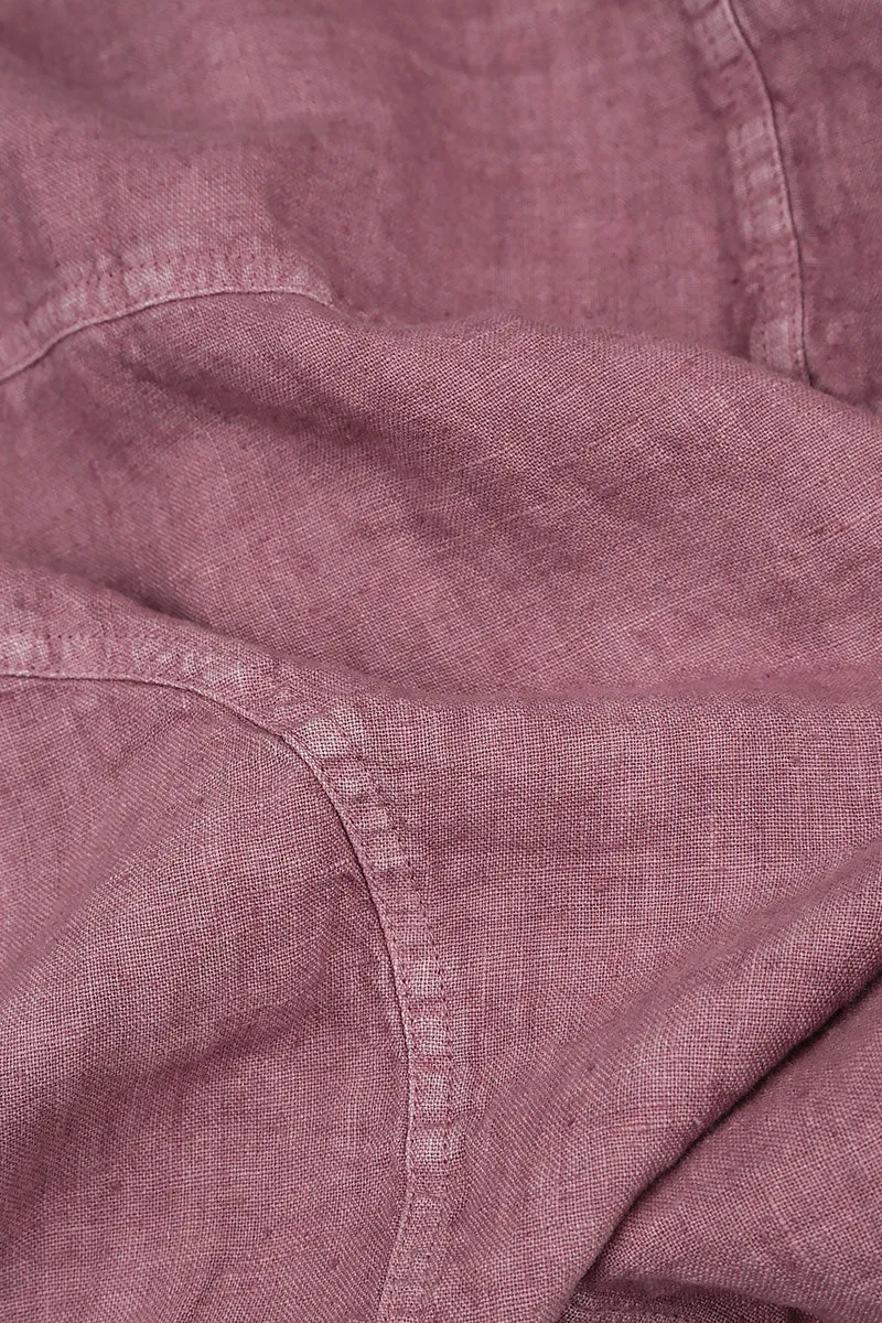 Wide Mauve Taupe Off-Dye Linen Trousers