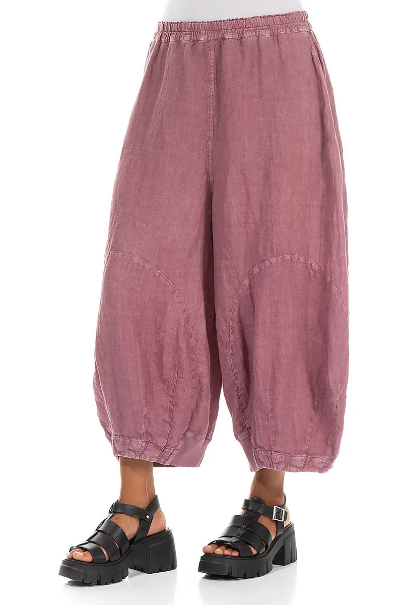 Wide Mauve Taupe Off-Dye Linen Trousers