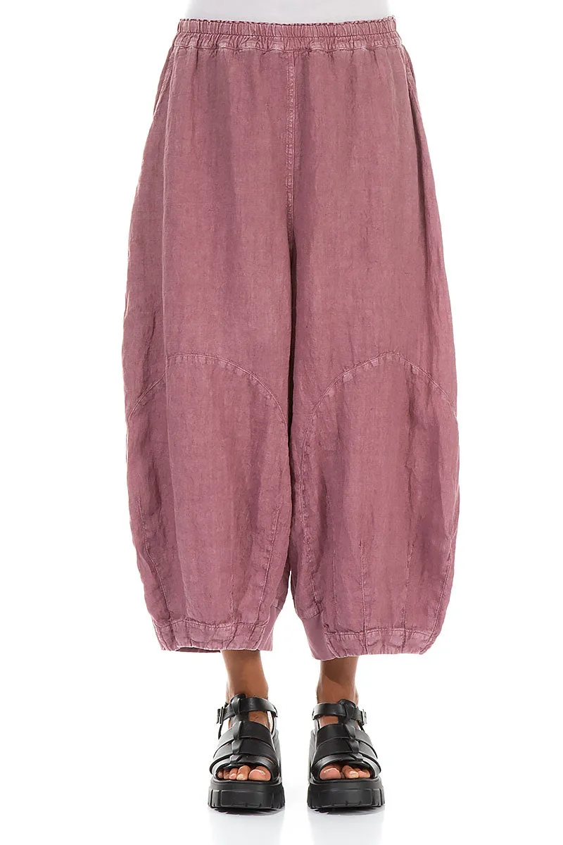 Wide Mauve Taupe Off-Dye Linen Trousers