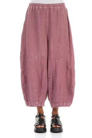 Wide Mauve Taupe Off-Dye Linen Trousers