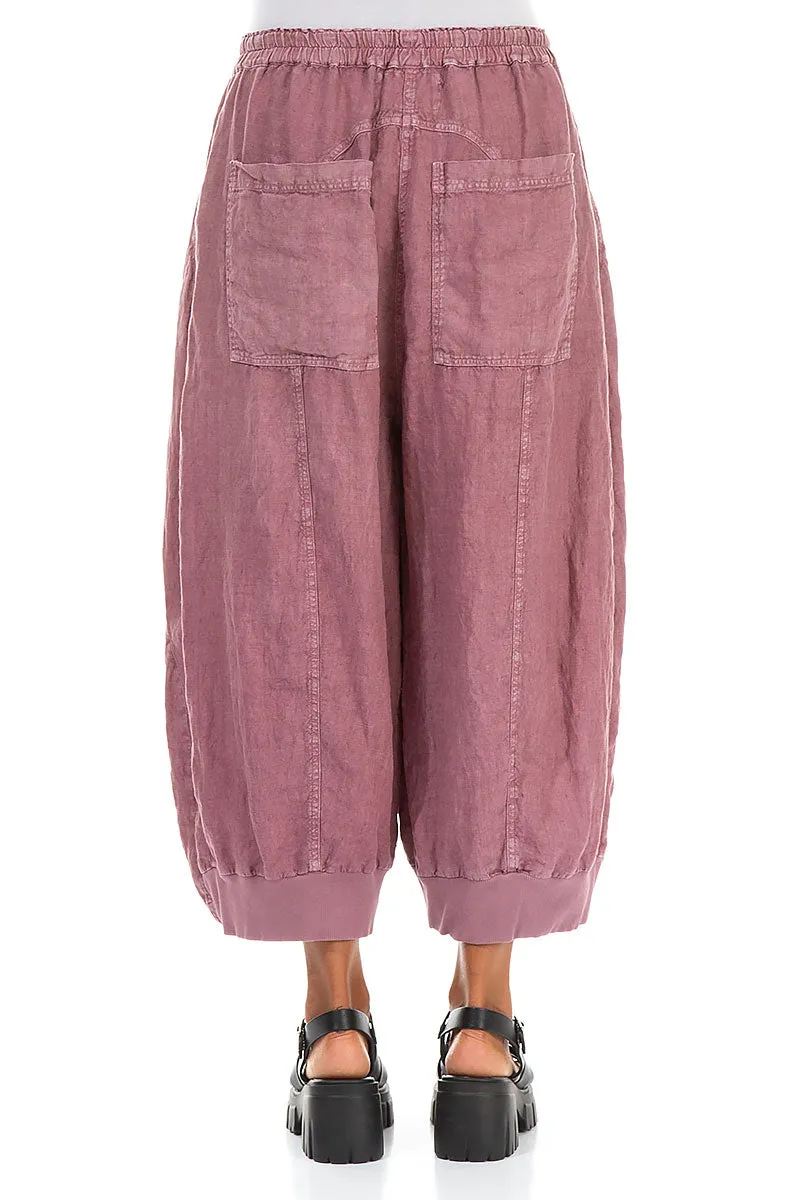 Wide Mauve Taupe Off-Dye Linen Trousers