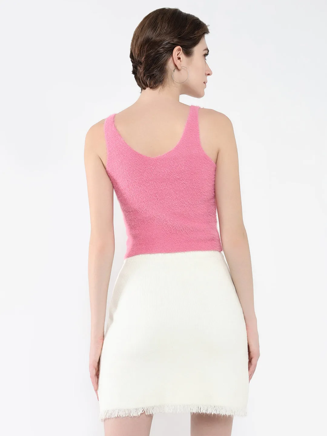 Women Solid Pink Tank Top