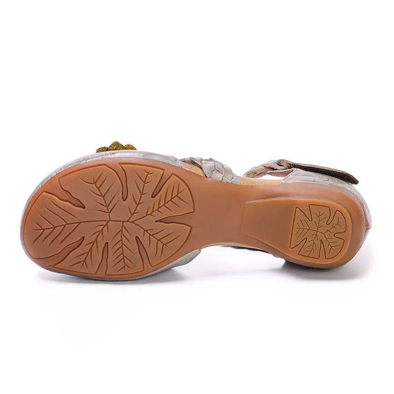Woven Leather Flat Mary Janes in Grey/Purple