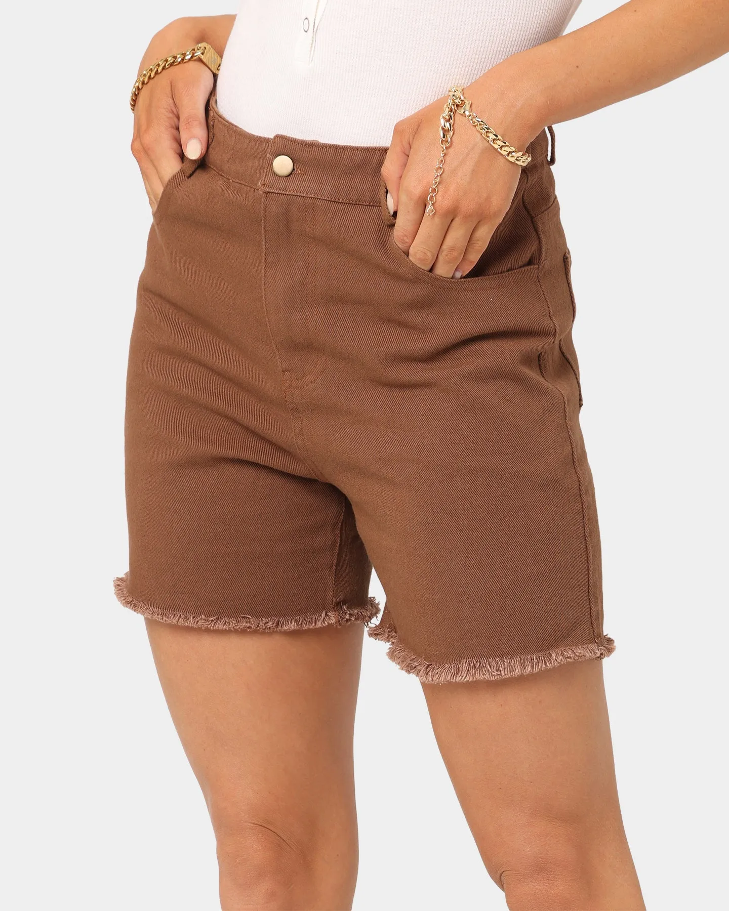 XXIII Women's Asher Brown Denim Shorts Brown